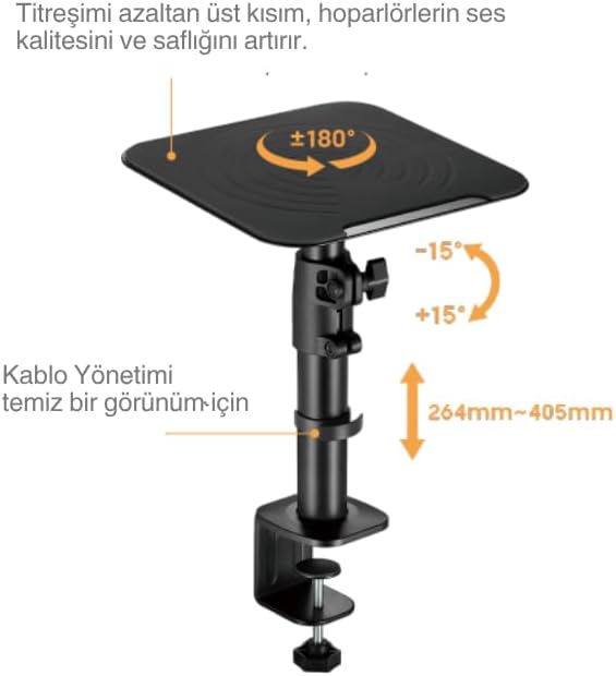 Ayarlanabilir Masaüstü Hoparlör Standı | 2 Adet Set | 15kg Taşıma Kapasiteli