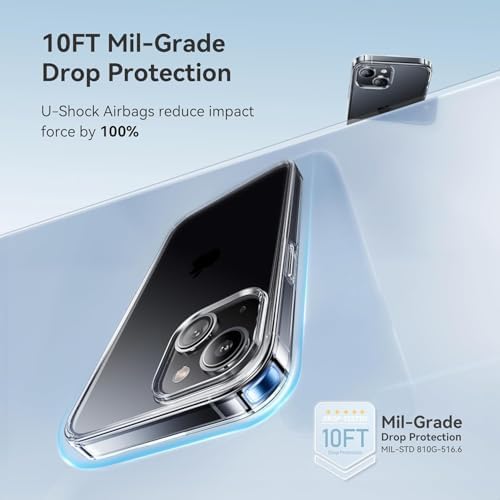 iPhone 13-14 ile uyumlu Crystal Clear Mika Darbe Emici Şeffaf Kılıf (Şeffaf Mika Sararmaz, iPhone 13-14)