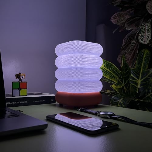 Zen Dalga RGB Masa Lambası – WiFi Akıllı Gece Lambası, Sesli Komut, 16 Milyon Renk E27 LED, Akıllı Ampul Dahil, Yatak Odası Salon Dekoratif Ambiyans Aydınlatma