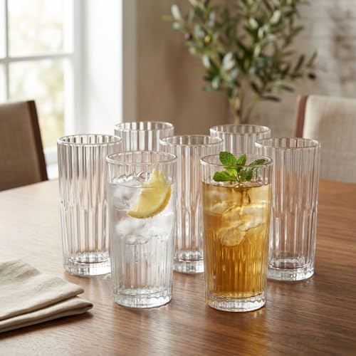 6'lı Kesme Desenli Cam Bardak Seti - Klasik Tasarım Su, Meşrubat ve İkram Bardağı Takımı (320 ml)