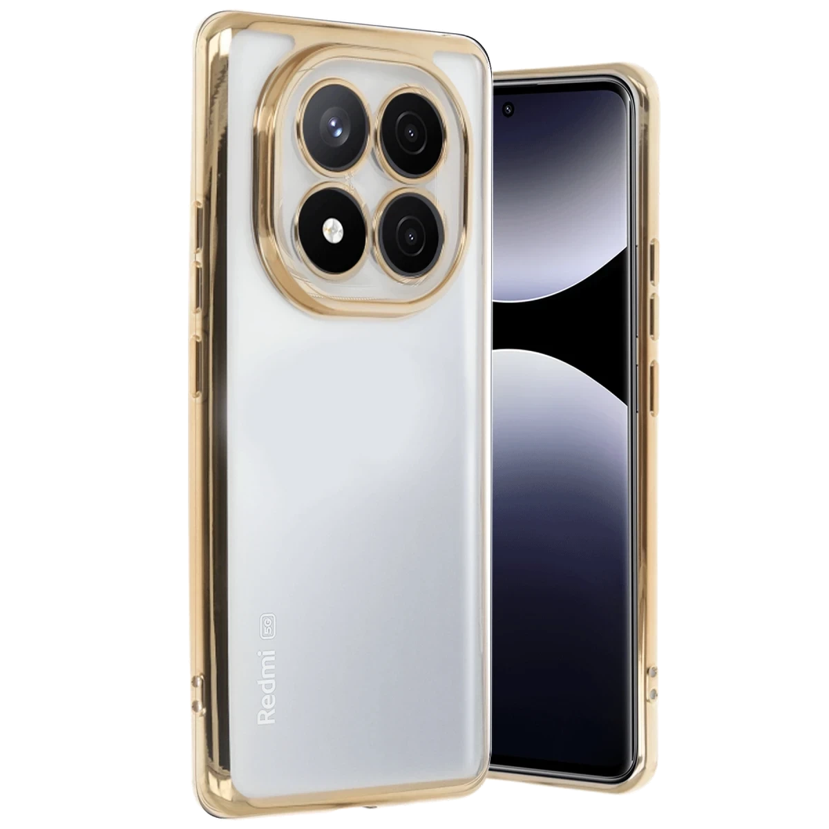 Xiaomi Redmi Note 14 Pro 4G Kılıf Razer Lensli Silikon - Gold