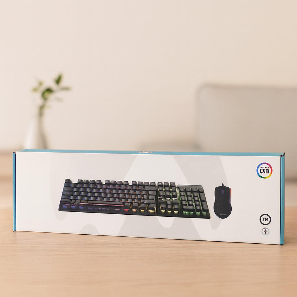 Kablolu RGB Oyuncu Klavye ve Mouse Seti - Siyah