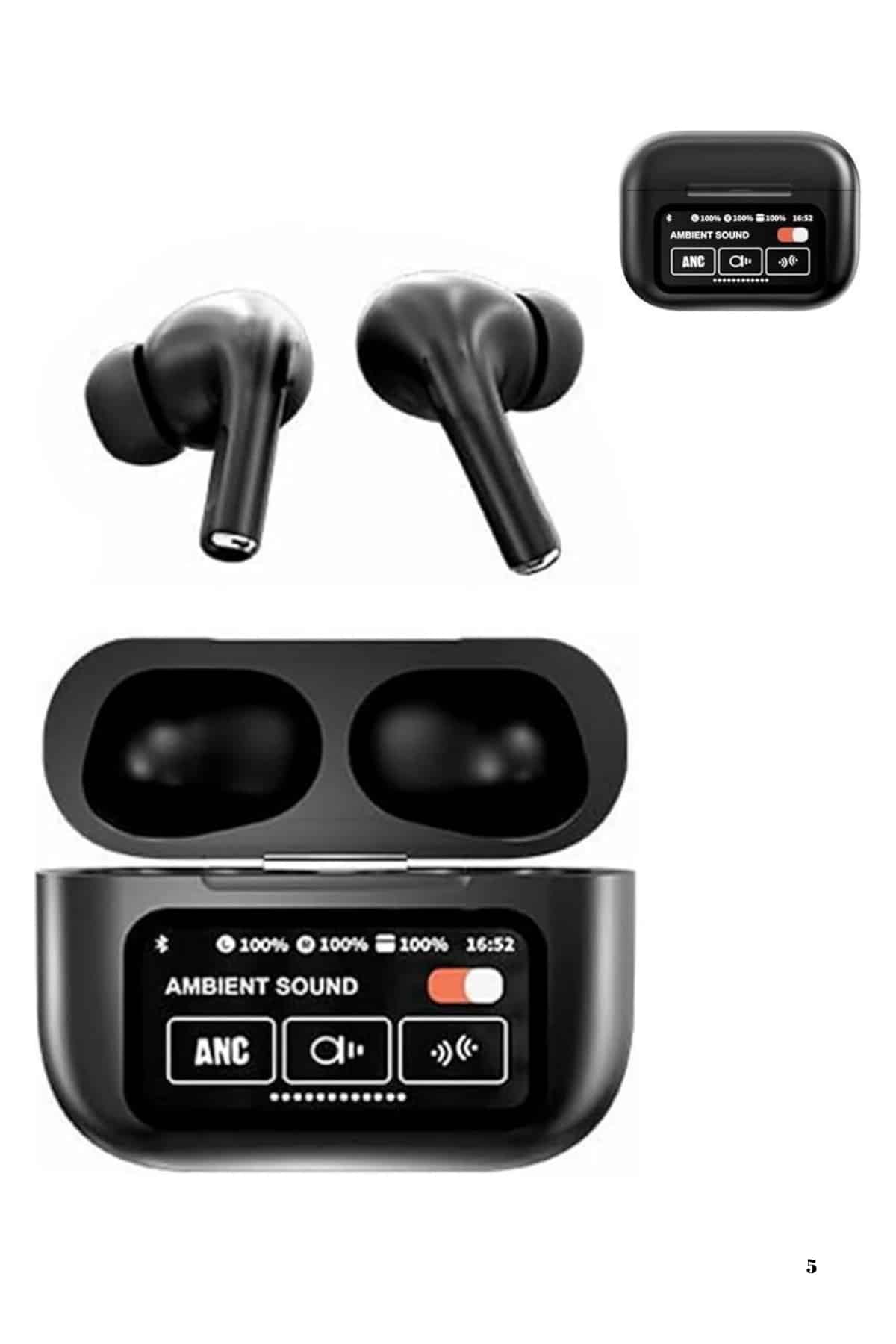 Yeni Nesil ANC Özellikli Çağrı Cevaplayan Dokunmatik Ekranlı Bluetooth Kulaklık Siyah Yeni Nesil