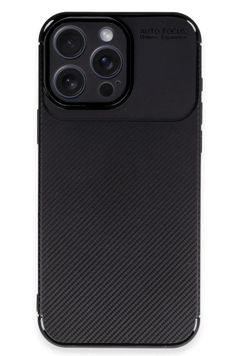 Apple iPhone 16 Pro Kılıf Auto Focus Karbon Kapak - Siyah
