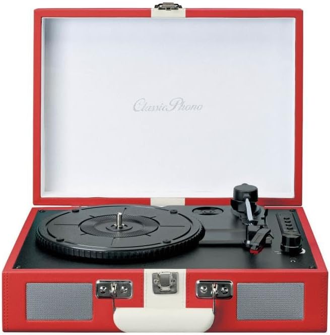 Lenco Classic Phono TT-110 Kırmızı Hoparlörlü Bluetoothlu Retro Pikap Plak Çalar