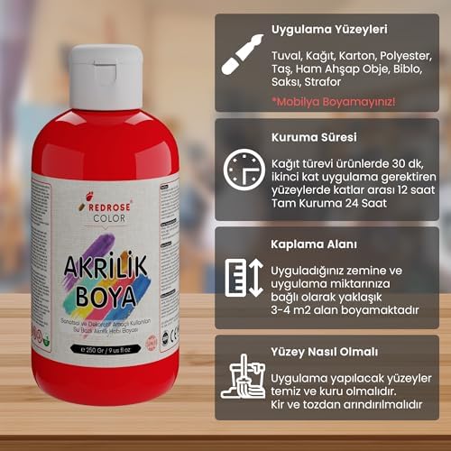 Kırmızı Akrilik Boya 250gr