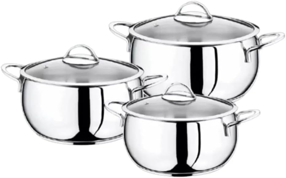 OMS 6 Parça Yarı Küre Güveç Çelik Tencere Seti Silver 1117