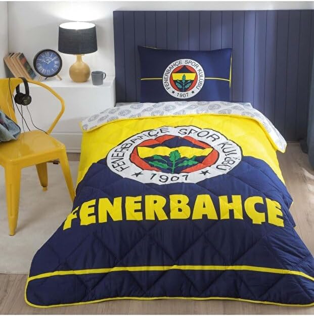 Fenerbahçe Logo Düz Pamuk-Polyester Uyku Seti, Çok Renkli, Tek Kişilik