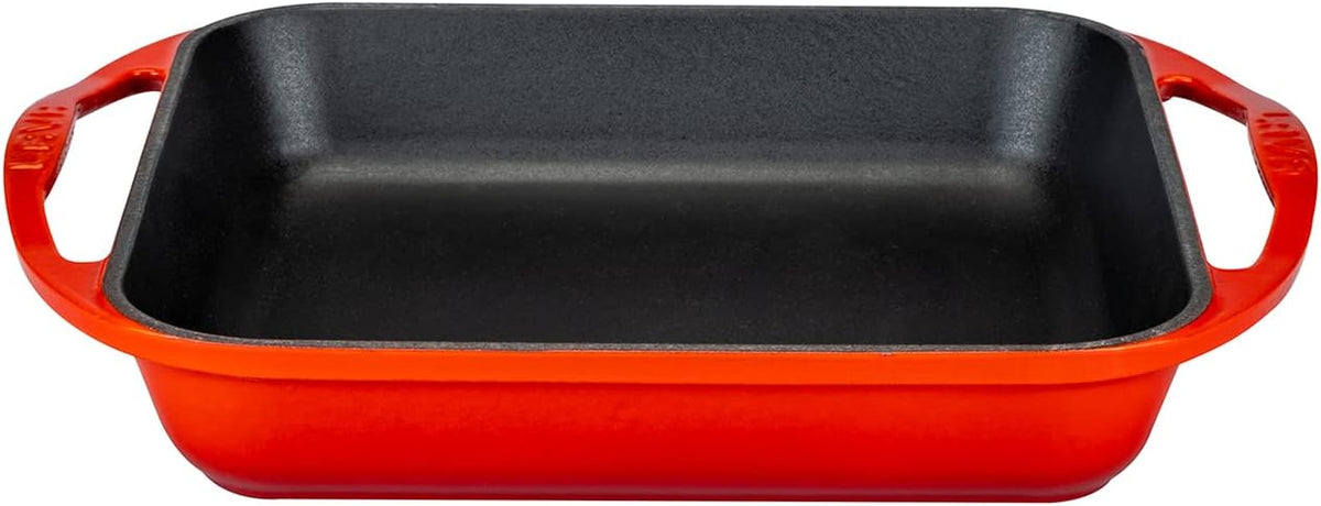 Lava Döküm Kızartma Tavası, Kare, 26x26 cm, Kırmızı
