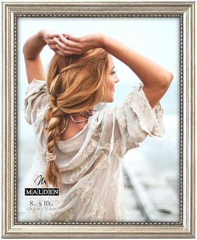 Malden International Designs Klasik Ahşap Resim Çerçevesi, 8x10, Gümüş