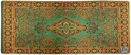 Mouse Pad, 30x70 cm, Mavi Halı Desen Baskılı, Kaymaz Taban, Bilek Destekli, Dikişsiz Kenar, Ergonomik, Ofis ve Oyuncular için (Yeşil)