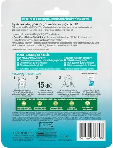Vegan Saf&Temiz Cilt Kusurlarına Karşı Kağıt Yüz Maskesi