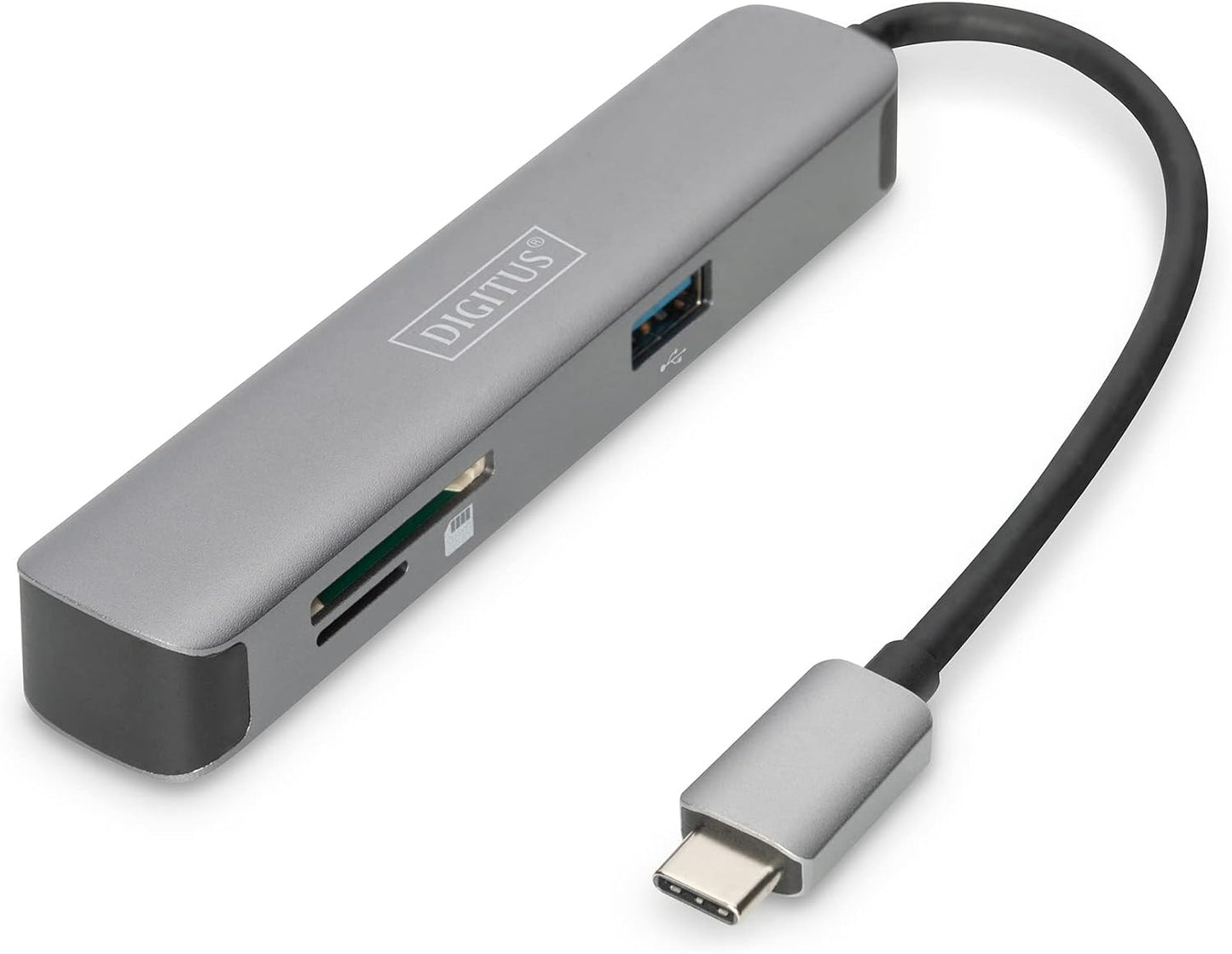 DIGITUS USB-C Multiport Docking Station – 5 Port – 1x HDMI (4K@30Hz) – 2X USB 3.0 / USB 2.0 – Kart Okuyucu – Gri