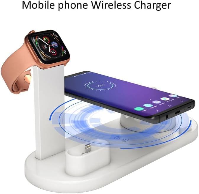KAMA 4'ü 1 arada Kablosuz Hızlı Şarj İstasyonu: iPhone 15-12 Pro Max, Apple Watch, AirPods ve Android Telefonlar için Hızlı Şarj, Zahmetsiz Şarj Deneyimi