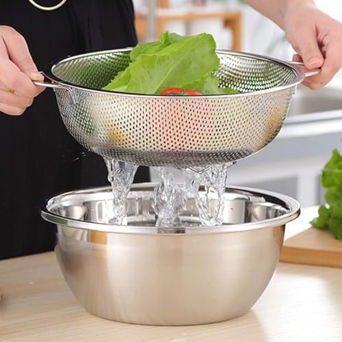Paslanmaz Çelik 22cm Çift Kulplu Sepet Süzgeç, Salata Süzgeci Meyve Süzgeci, Makarna Süzgec - Paslanmaz Çelik Çift Kulplu 22cm Sepet