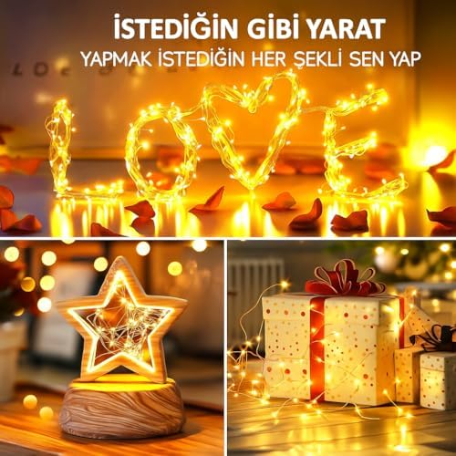10 Metre SARI 100 LED Işıklar Peri Işıkları 8 MOD RGB Işıkları USB SARI Renkli Işık Peri Dize Işıkları Tel Fonksiyonlu Süsleme İnce Telli Aydınlatmalı Şerit Led Yılbaşı Işık Yılbaşı Süsü