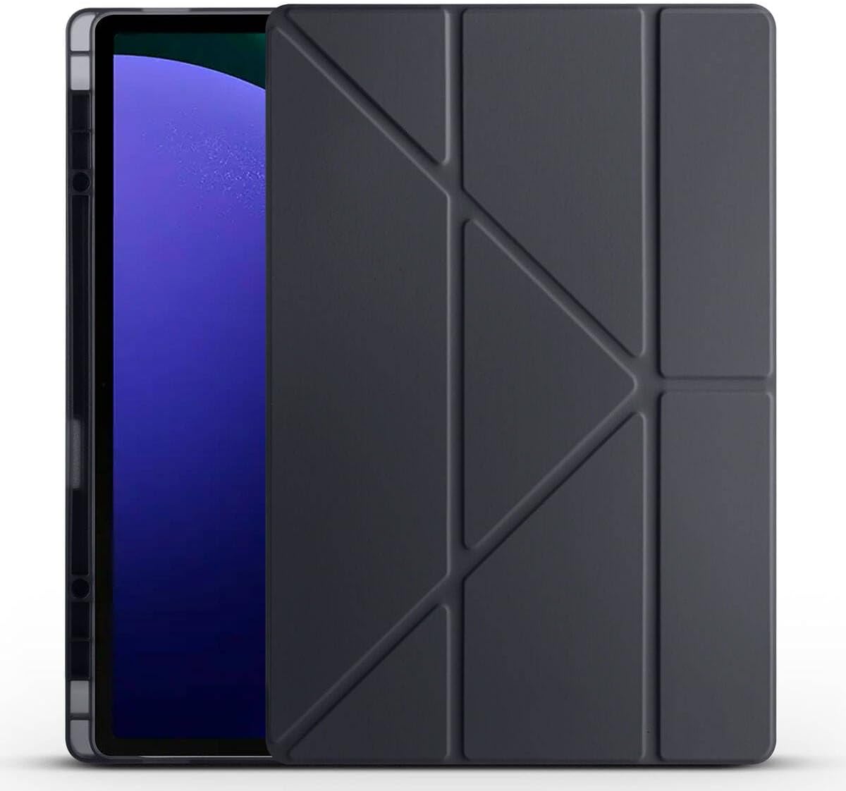 Zore Galaxy ile uyumlu Tab S10 Ultra Kılıf Zore Tri Folding Kalem Bölmeli Standlı Kılıf Siyah