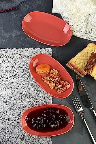 6 Adet Porselen Yeni Trend Özgün Tasarım Özgün fırın Boyama Çerez Sunum ve kahvaltı Seti (bordo)