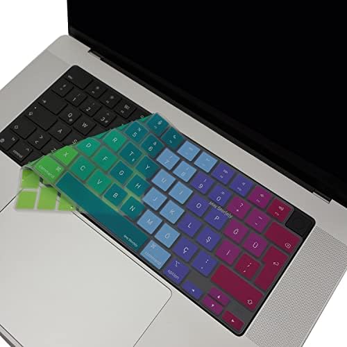 MacBook Türkçe Q Klavye Koruyucu Pembe Yeşil M1-M5 | A2681 A3113 A3240 A3449 A2442 A3426 A3434 A2485 A3429 | Air Pro Neo 13 | Silikon Keyboard Cover Touch ID