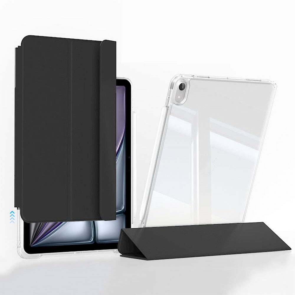 Zore Apple ile uyumlu iPad Air 11 2025 M3 Kılıf Magnetik Ayrılabilen Airbagli Zore Sliding Tablet Kılıfı Siyah