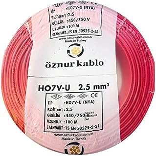 öznur kablo 2,5mm2 Nya Tek Damar Kırmızı 100