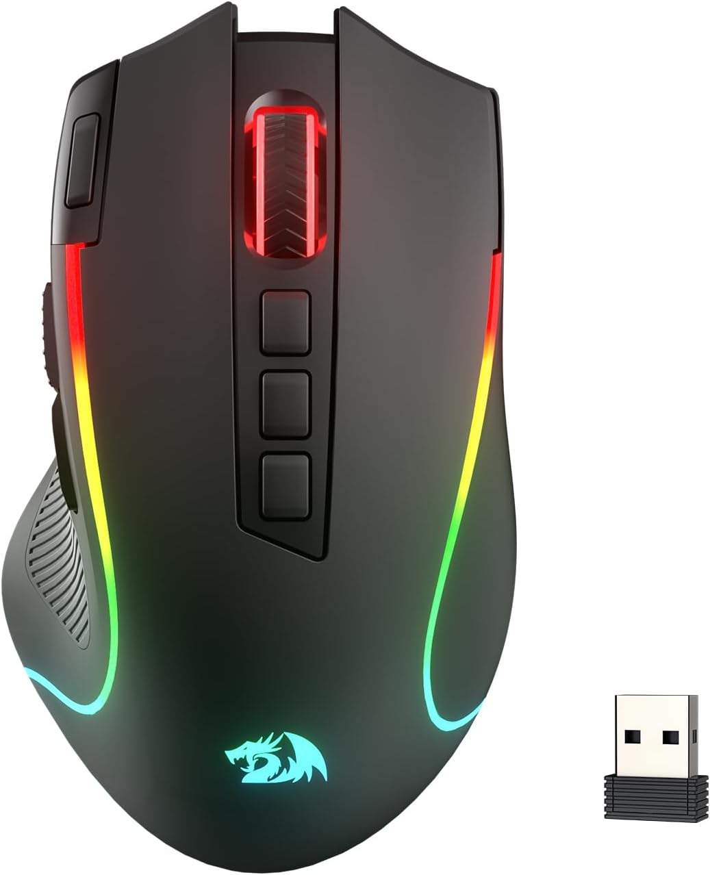 Redragon M612 PRO RGB oyun faresi, 8000 DPI kablolu/kablosuz optik oyuncu faresi, 9 programlanabilir tuş ve arka plan aydınlatması, BT & 2.4G, yazılım destekli, Rapid Fire Button