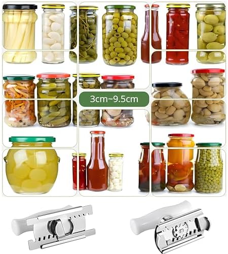 Kanji Pratik Kavanoz ve Şişe Kapak Açacağı - Beyaz – Paslanmaz Çelik, Ayarlanabilir, Ergonomik Tutma Saplı