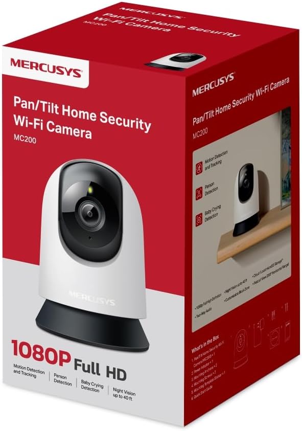 MC200 | 1080p Güvenlik Wi-Fi Kamerası | 360° Görüş | Gece Görüşü | Akıllı Hareket & Kişi Algılama | Çift Yönlü Ses | microSD & Bulut Depolama | SmartThings, Alexa, Google Assistant Uyumlu