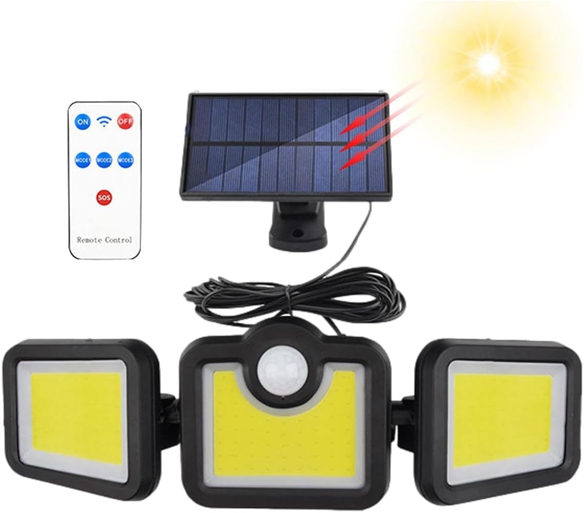 Greentech Güneş Enerjili Hareket Sensörlü, 3 Taraflı 171 Cob Led Aydınlatma/GT-SL15