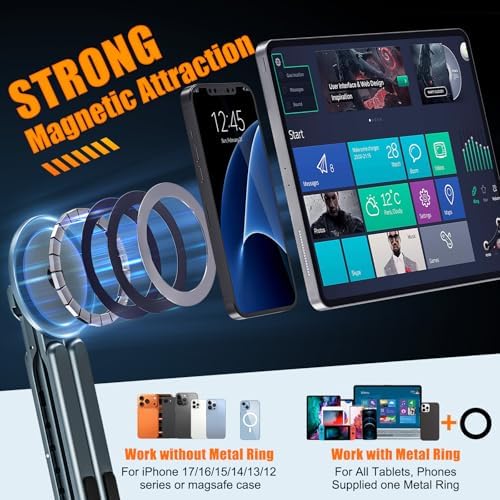 Taşınabilir dizüstü bilgisayar standı seyahat, 3'ü 1 arada masa tableti montaj bilgisayar tutucu manyetik telefon tutucu tripod, 10-15,6 inç dizüstü bilgisayarlar ve 4-13 inç tabletler/telefonlar için