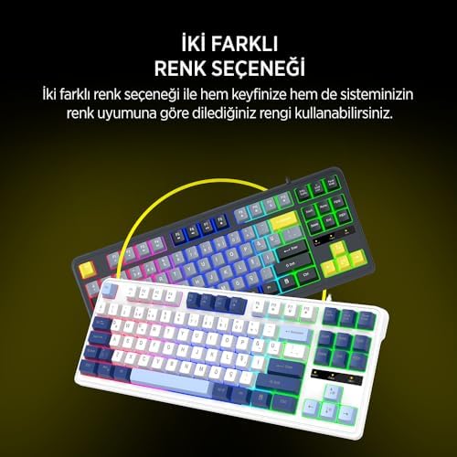 James Donkey JDK87 Rainbow Mekanik Hisli Membran Türkçe Q Gaming 88 Tuş Beyaz Klavye