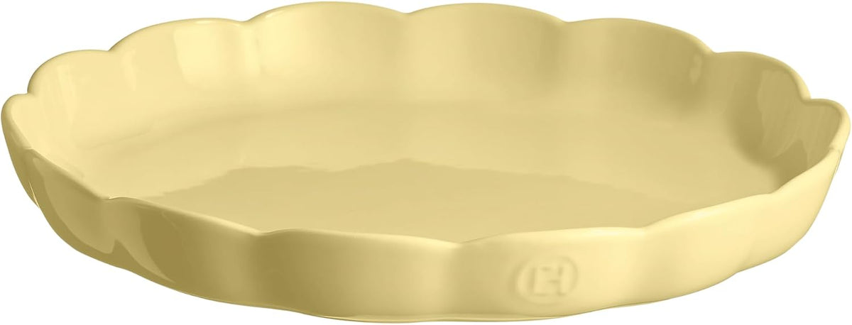 Emile Henry Madeleine Yivli Tart Tabağı, 30 cm, Vanilya