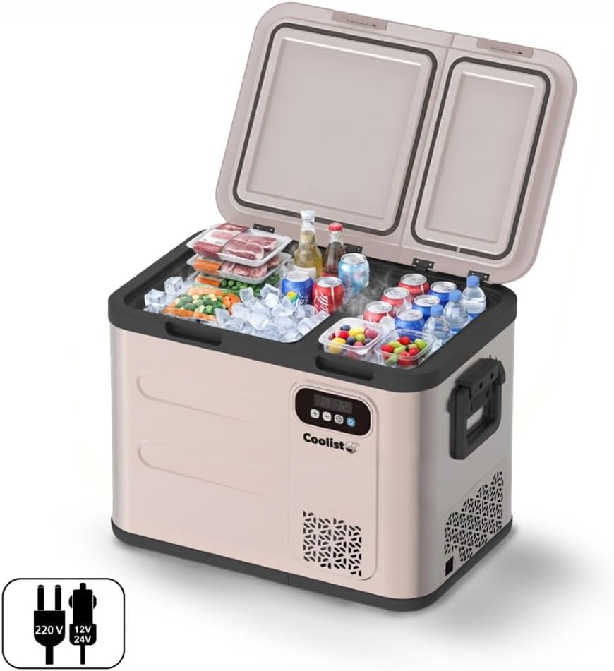 Coolist CLK50D 12/24V/220Volt 49 Litre Çift Bölmeli Outdoor Kompresörlü Bluetooth Bağlantılı Oto Buzdolabı