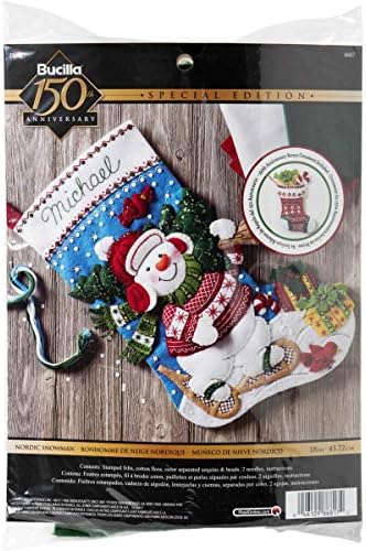 , mavi, beyaz, kırmızı, 45,7 cm-Noel Çorabı keçe