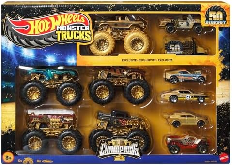 ® Trucks Bigfoot Trophy Şampiyonları Araba ve Kamyon Çoklu Arabalar, metal Bigfoot, 5-Alarm, Bone Shaker, Mega-Wrex, Tiger Shark ve 6 araba, JDW07