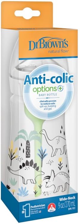 270 ml PP Geniş Ağız Anti-Kolik Options+, Dinozor Desenli, Tekli paket
