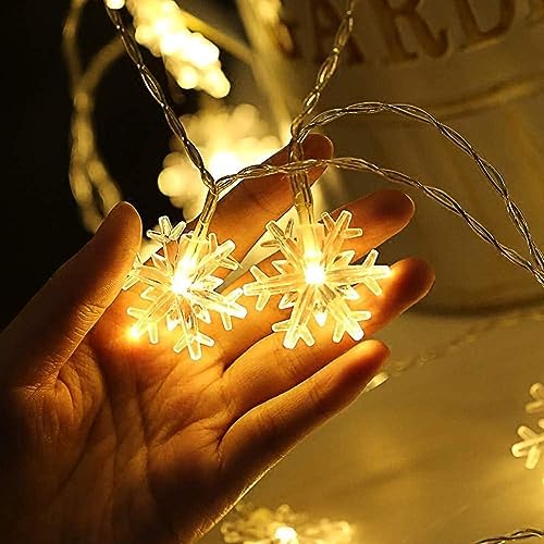 5 metre Led Işıklı 28'li Kar Tanesi Işık Zinciri Dekoratif Pilli Aydınlatma Ev Dekorasyonu Süsleme Salon Oda Merdiven Balkon Süslemeleri için Yılbaşı Eğlence Doğum Günlerine Özel Aydınlatma