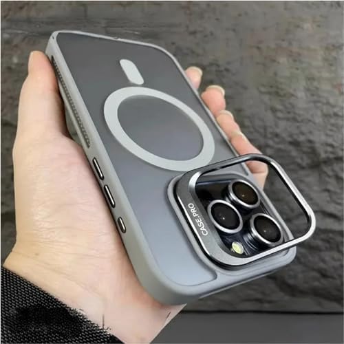 iPhone 14 Pro Max ile uyumlu Kamera Lens Aparatlı Stand Olabilen Magsafe ile uyumlu Kamera Korumalı Şeffaf Full Color Magnetic Wireless Telefon Kılıfı (Derin Mor, iPhone 14 Pro Max)
