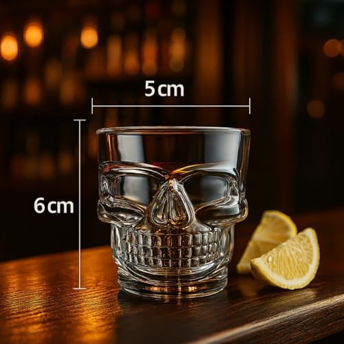 6’lı Tekila Bardağı Seti Kafatası Tasarımlı – 60 ml Şeffaf Cam, Şık ve Dayanıklı Shot Bardakları, Dekoratif ve Özel Sunumlar İçin İdeal