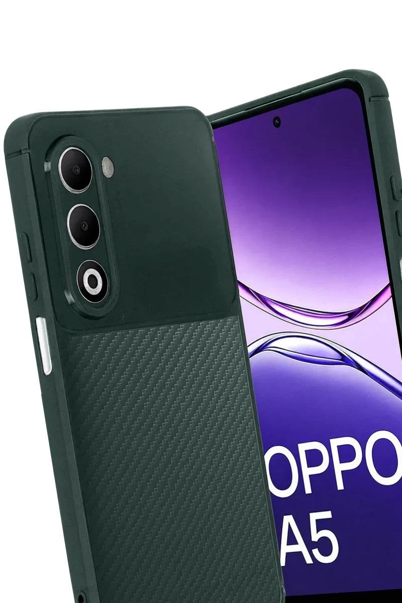 Oppo A5 4G Auto Focus Karbon Kapak - Koyu Yeşil