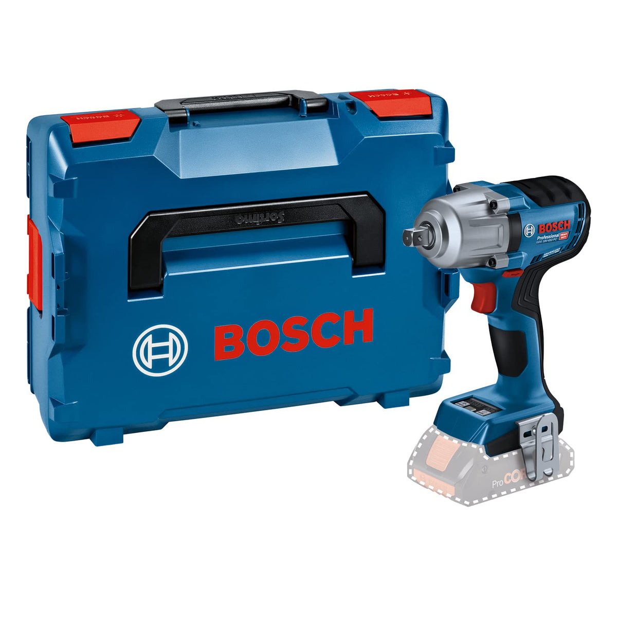 Bosch Professional GDS 18V-450 PC Akülü Darbeli Somun Sıkma (18 Volt, SOLO, L-Boxx Çanta, 450 Nm maks. tork, 1/2" kare uç girişi)