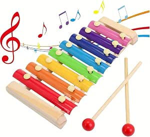 Circle Toys Eğitici Ahşap Ksilofon – 8 Tonlu Renkli Müzik Oyuncağı