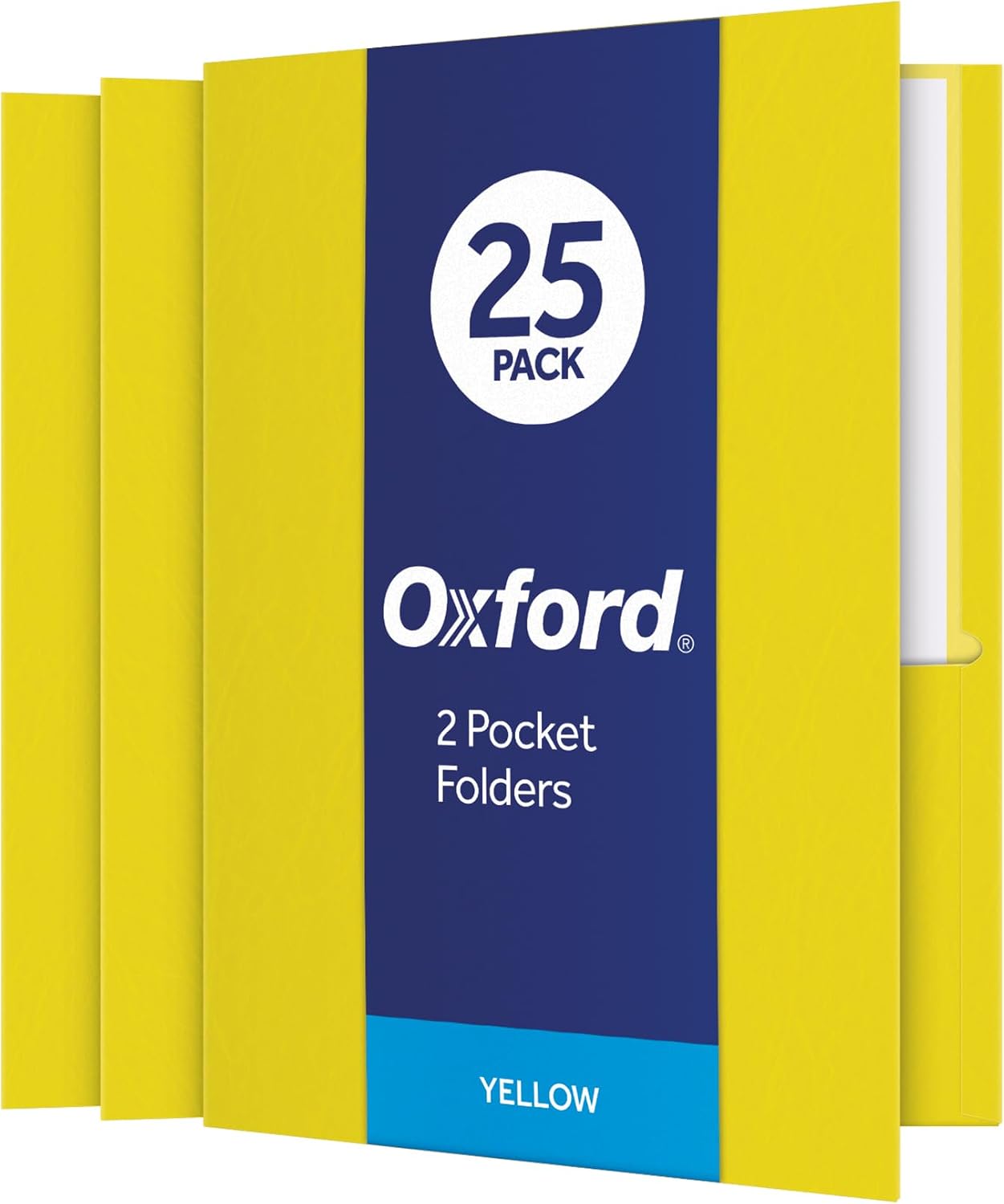Oxford Çift Cepli Klasörler, Dokulu Kağıt, Mektup Boyutu, Sarı, 100 Yaprak Tutar, 25'li Kutu (57509EE)