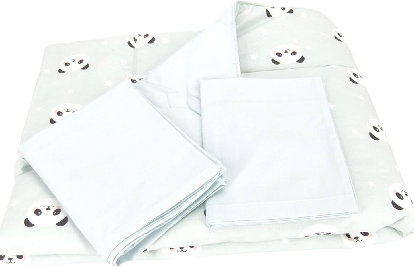 Bebek El Yapımı Panda Desenli Yorgan Çarşaf Ve Yastıklı Üçlü Set