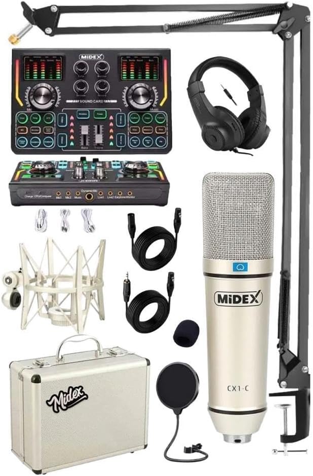 Midex Stüdyo Ekipmanları Private Paket-3 CX2 Mikrofon VS15 Ses Kartı Stüdyo Kayıt Seti