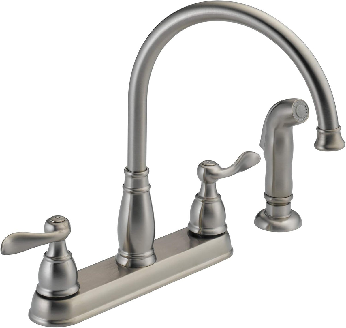 Delta Faucet Windemere 2 Kulplu Evye Bataryası Yan Püskürtücülü Uyumlu Yüzey, Paslanmaz 21996LF-SS, 5