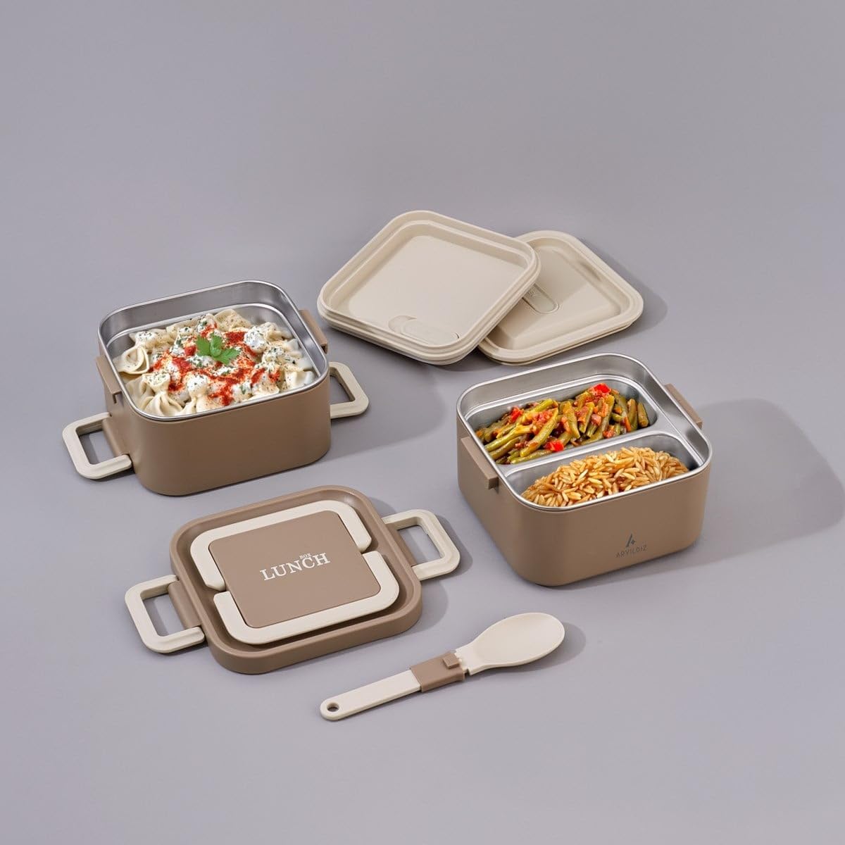 Aryıldız Bento Lunch Box Yemek Termosu Kare Haki 1400 Ml Ar262115
