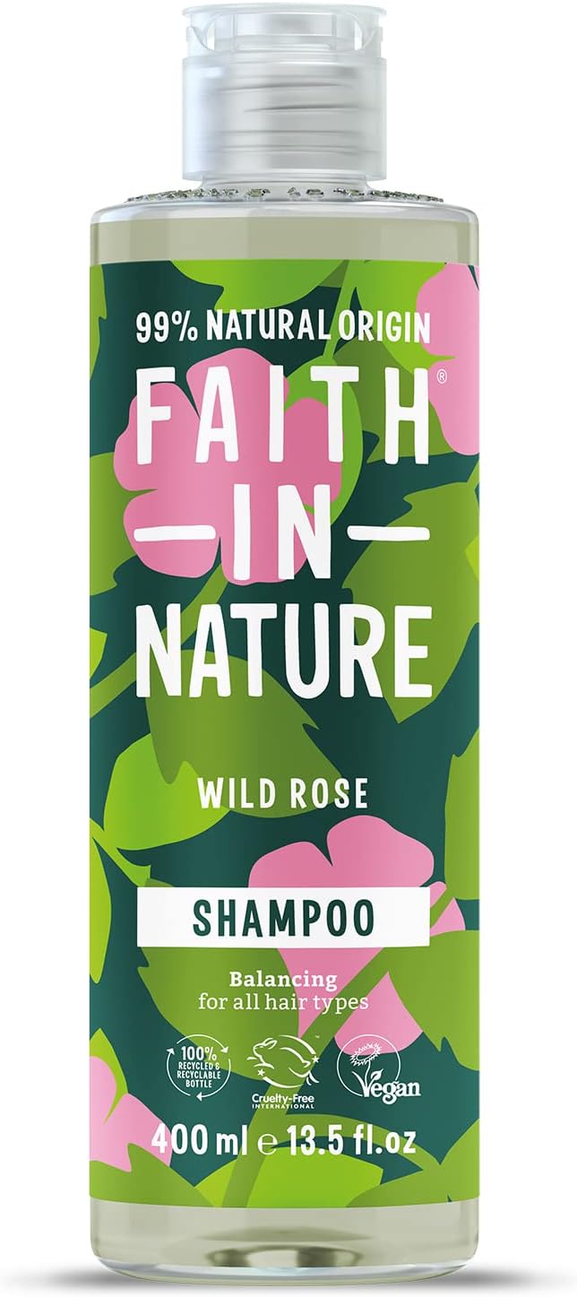 FAITH IN NATURE %99 Doğal Onarıcı Şampuan Normal & Kuruya Dönük Saçlar İçin (Yabani Gül, 400 ml)