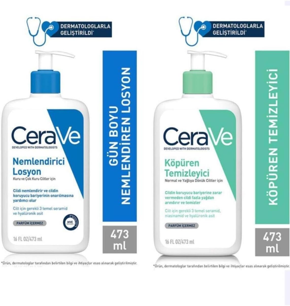 CeraVe Nemlendirici Losyon 473 ml + Köpüren Temizleyici 473 ml Set