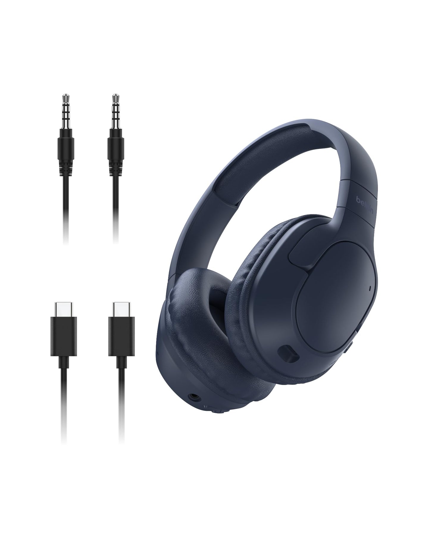 Belkin SoundForm Surround Bluetooth Kulak Üstü Kulaklık, Gürültü Engelleme, Kablosuz, 60 Saat Çalma Süresi, Yumuşak Kulak Yastıkları, iPhone, Galaxy, iPad, Seyahat, Ev, Ofis için, Mavi